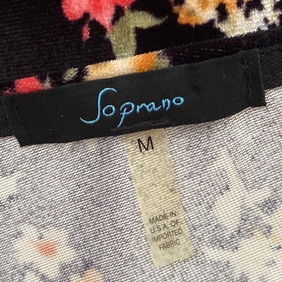 Soprano Top Mini Dress Black Floral Pink Velvet Cut Out Neck size M - Picture 5 of 6